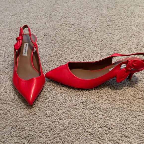 Tabitha Simmons Shoes - Tabitha Simmons Red Bow Accent Slingback Kitten Heel